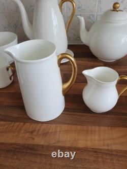 Antique Vintage Coalport Bone China Tea Set & Plates White with Gold trim