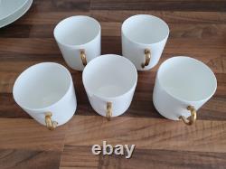 Antique Vintage Coalport Bone China Tea Set & Plates White with Gold trim