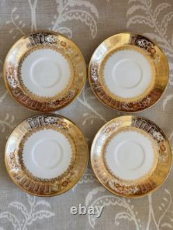 Antique Wedgwood Teapot, Teacups Saucers Sugar Pot & Jug. Opulent Gold CAIRO