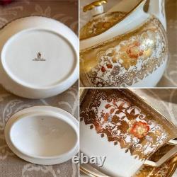 Antique Wedgwood Teapot, Teacups Saucers Sugar Pot & Jug. Opulent Gold CAIRO