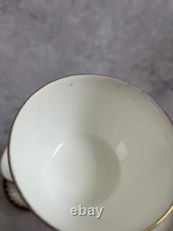 Antique Wedgwood Y1863 Pair Of Tea Cups & Saucers Hand Painted Cobalt Blue Gold