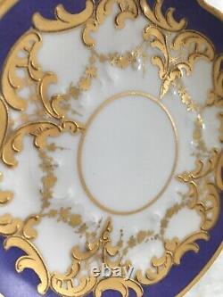 Antique Wonderful Elite Limoges Cobalt Blue And Gold Demitasse Cup & Saucer