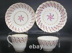 Antique Worcester Flight period Coffee cup, Tea bowl with Saucers 1792-1804