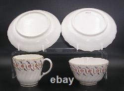 Antique Worcester Flight period Coffee cup, Tea bowl with Saucers 1792-1804