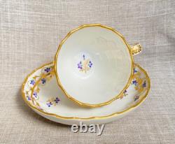 Antique c1785 Early Derby Bone China Gold Blue Coffee + Tea Cup & Saucer Trio Antique c1785 Early Derby Bone China Gold Blue Coffee + Tea Cup & Saucer Trio