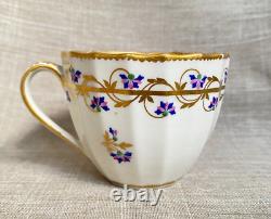 Antique c1785 Early Derby Bone China Gold Blue Coffee + Tea Cup & Saucer Trio Antique c1785 Early Derby Bone China Gold Blue Coffee + Tea Cup & Saucer Trio