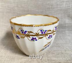 Antique c1785 Early Derby Bone China Gold Blue Coffee + Tea Cup & Saucer Trio Antique c1785 Early Derby Bone China Gold Blue Coffee + Tea Cup & Saucer Trio