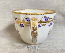 Antique c1785 Early Derby Bone China Gold Blue Coffee + Tea Cup & Saucer Trio Antique c1785 Early Derby Bone China Gold Blue Coffee + Tea Cup & Saucer Trio