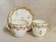 Antique C1785 Early Derby Trio Bone China Gold Blue Coffee Cup Tea Cup & Saucer