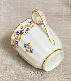 Antique c1785 Early Derby Trio Bone China Gold Blue Coffee Cup Tea Cup & Saucer