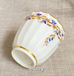 Antique c1785 Early Derby Trio Bone China Gold Blue Coffee Cup Tea Cup & Saucer