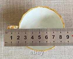 Antique c1785 Early Derby Trio Bone China Gold Blue Coffee Cup Tea Cup & Saucer