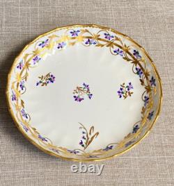 Antique c1785 Early Derby Trio Bone China Gold Blue Coffee Cup Tea Cup & Saucer