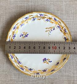 Antique c1785 Early Derby Trio Bone China Gold Blue Coffee Cup Tea Cup & Saucer