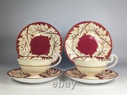 Antique c1937 Royal Worcester Teaset Trio Cup Saucer Plate x6 Burgandy & Gold