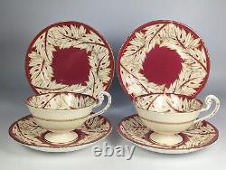 Antique c1937 Royal Worcester Teaset Trio Cup Saucer Plate x6 Burgandy & Gold