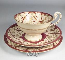 Antique c1937 Royal Worcester Teaset Trio Cup Saucer Plate x6 Burgandy & Gold