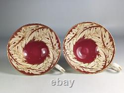 Antique c1937 Royal Worcester Teaset Trio Cup Saucer Plate x6 Burgandy & Gold