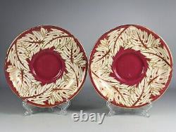 Antique c1937 Royal Worcester Teaset Trio Cup Saucer Plate x6 Burgandy & Gold