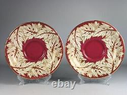 Antique c1937 Royal Worcester Teaset Trio Cup Saucer Plate x6 Burgandy & Gold