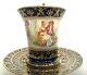 Antique C. 1890 Meissen Dresden Lamm Encrusted Gold Raised Hp Figural Cup Saucer