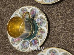 Antique set of 6 PMB DRESDEN Demitasse Cup & Saucer with gold embellishments VGC