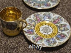 Antique set of 6 PMB DRESDEN Demitasse Cup & Saucer with gold embellishments VGC