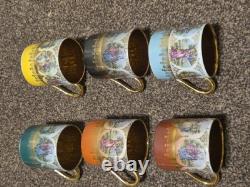 Antique set of 6 PMB DRESDEN Demitasse Cup & Saucer with gold embellishments VGC