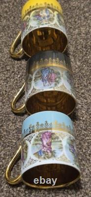 Antique set of 6 PMB DRESDEN Demitasse Cup & Saucer with gold embellishments VGC