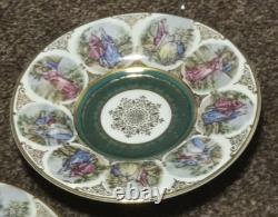 Antique set of 6 PMB DRESDEN Demitasse Cup & Saucer with gold embellishments VGC