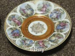 Antique set of 6 PMB DRESDEN Demitasse Cup & Saucer with gold embellishments VGC