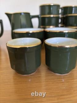 Apilco France Green Gold Coffee Cup Saucer Set