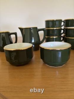 Apilco France Green Gold Coffee Cup Saucer Set