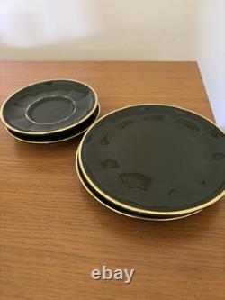 Apilco France Green Gold Coffee Cup Saucer Set