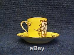 Arras Porcelain Cup & Saucer Yellow Ground And Gilded Decoration Hunting Panels