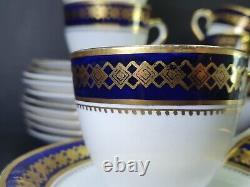 Art Deco Cobalt Blue Gold Guilded Reid & Co Roslyn China Cups Saucers