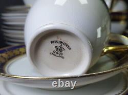 Art Deco Cobalt Blue Gold Guilded Reid & Co Roslyn China Cups Saucers