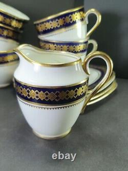 Art Deco Cobalt Blue Gold Guilded Reid & Co Roslyn China Cups Saucers