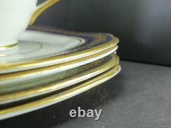 Art Deco Cobalt Blue Gold Guilded Reid & Co Roslyn China Cups Saucers