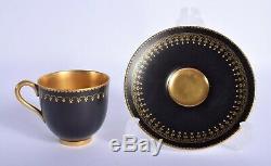 Art Deco Royal Worcester cased 1920's coffee set Black Gold cups saucers spoons