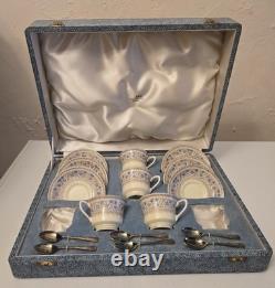Art Deco coffee set cased and spoons, Royal Worcester Lady Evelyn missing 2 cups