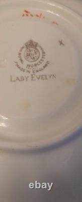Art Deco coffee set cased and spoons, Royal Worcester Lady Evelyn missing 2 cups