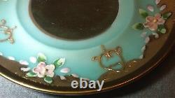 Atq Turquoise Roses Flower Heavy Gold Demitasse Cup & Saucer Teacup Footed Mark