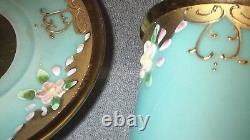 Atq Turquoise Roses Flower Heavy Gold Demitasse Cup & Saucer Teacup Footed Mark