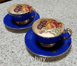 Aynsley #22 Two Cups & Saucers Orchard Gold