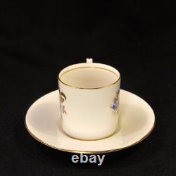 Aynsley 3 Cups & 3 Saucers #2495 Hand Painted Cabbage Rose Blue Gold 1934-1939