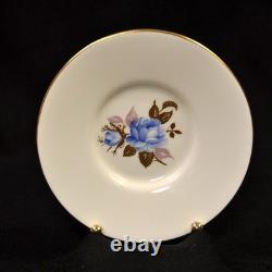Aynsley 3 Cups & 3 Saucers #2495 Hand Painted Cabbage Rose Blue Gold 1934-1939