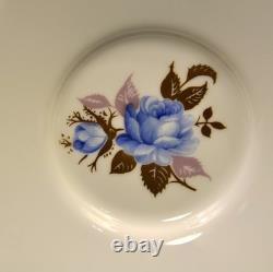 Aynsley 3 Cups & 3 Saucers #2495 Hand Painted Cabbage Rose Blue Gold 1934-1939