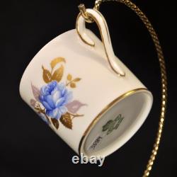 Aynsley 3 Cups & 3 Saucers #2495 Hand Painted Cabbage Rose Blue Gold 1934-1939