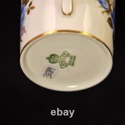 Aynsley 3 Cups & 3 Saucers #2495 Hand Painted Cabbage Rose Blue Gold 1934-1939